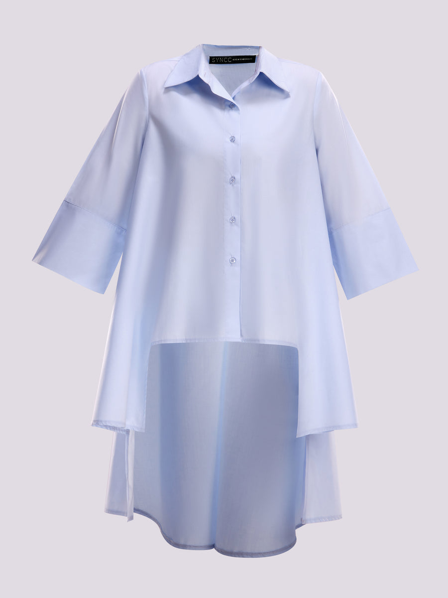 SYNCC BY J. - ICE BLUE OVERSIZED ASYMMETRICAL SHIRT
