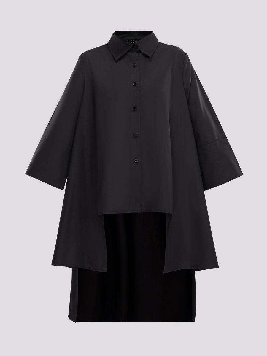 SYNCC BY J. - BLACK OVERSIZED ASYMMETRICAL SHIRT