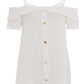 Cream Button Strap Cold Shoulder Top