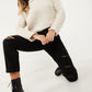 Black Denim Ripped Straight Leg Jeans