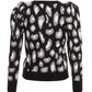 Black Knitted Leopard Print Jumper — M