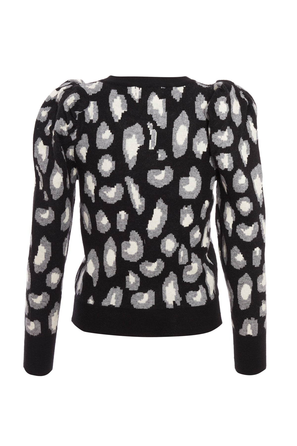 Black Knitted Leopard Print Jumper — M