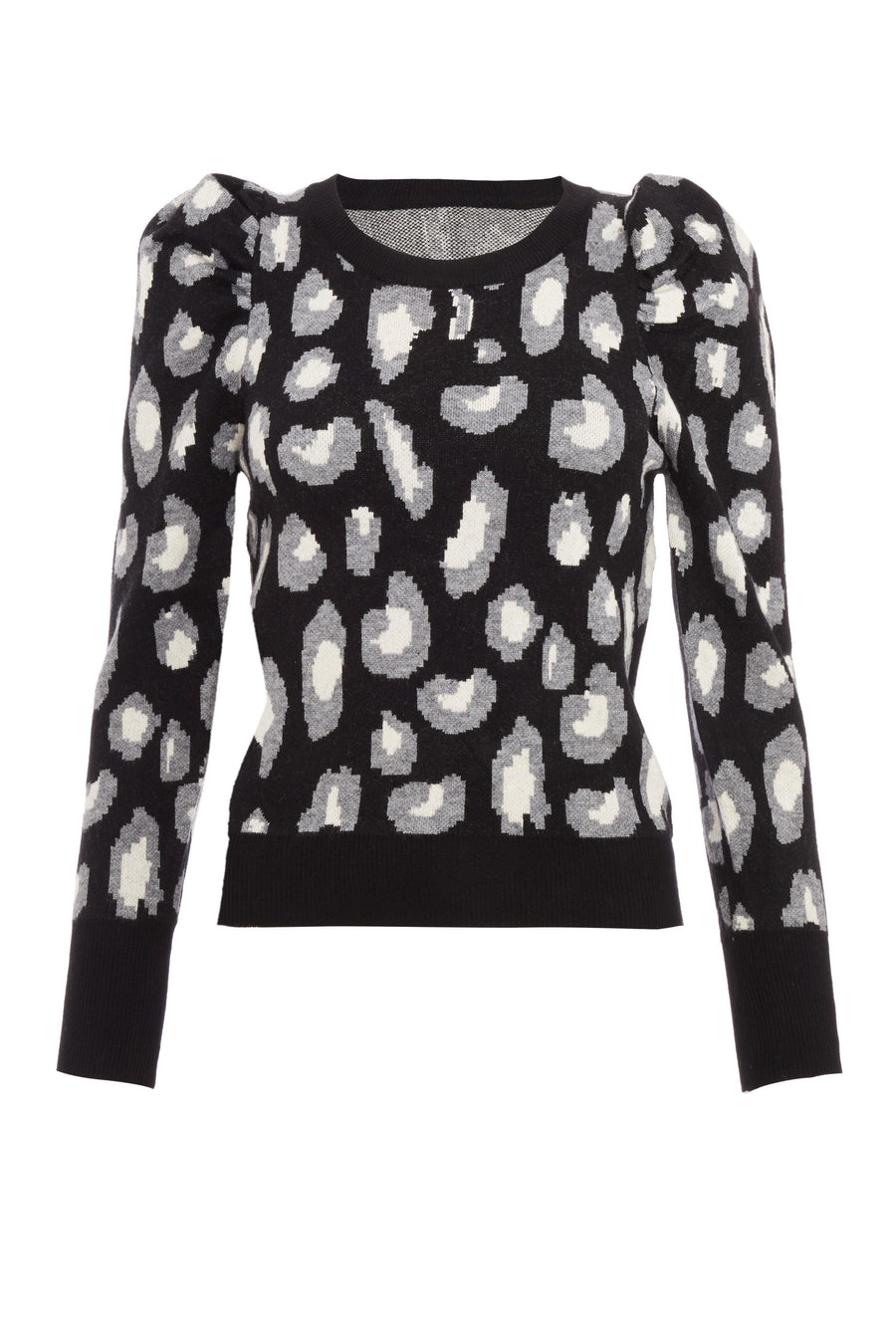 Black Knitted Leopard Print Jumper — M
