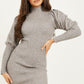 Grey Puff Sleeve Knitted Jumper Dress