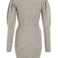 Grey Puff Sleeve Knitted Jumper Dress