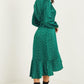 Green Spot Print Wrap Midi Dress