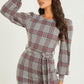 Berry Check Puff Sleeve Dress