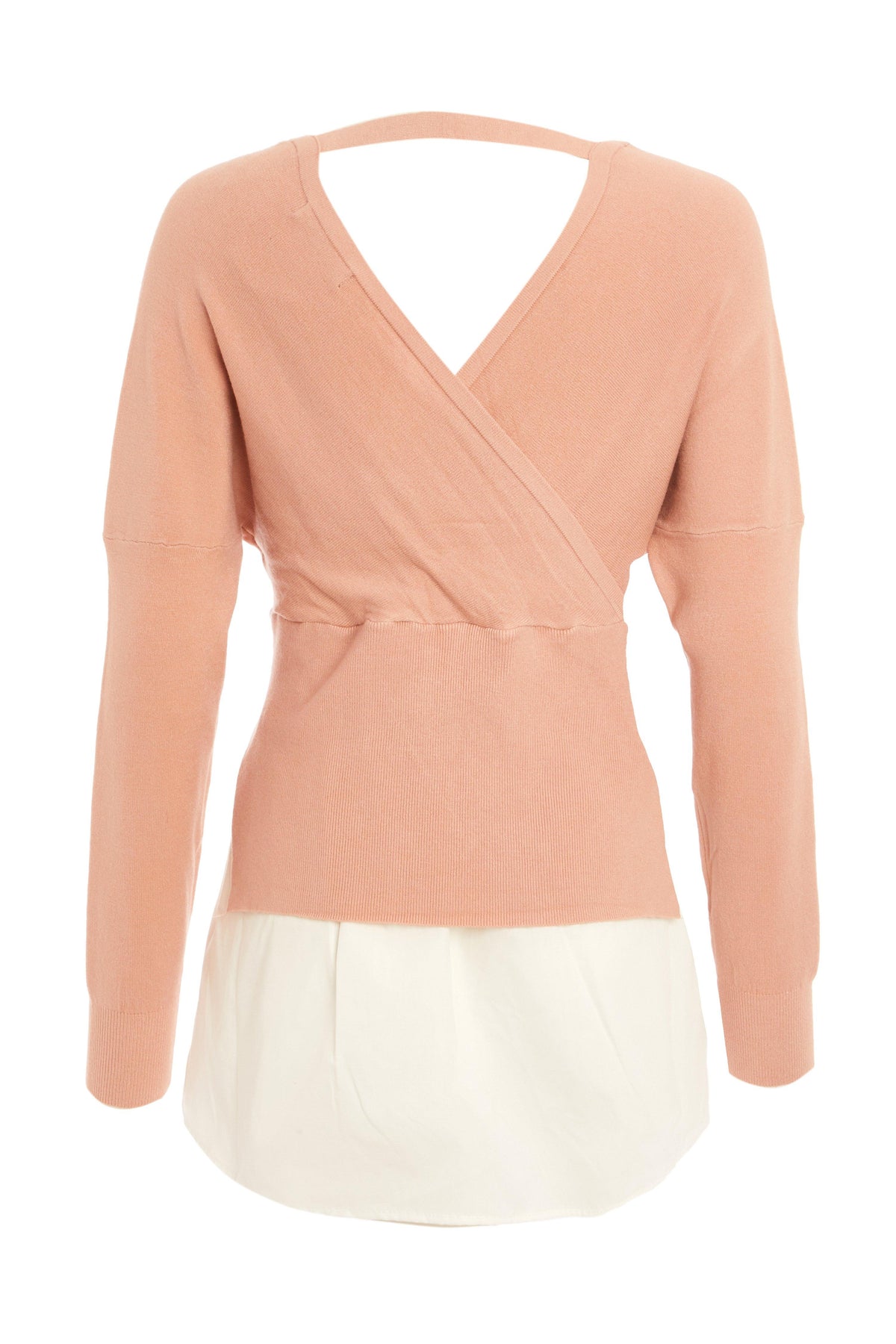 Pink Knitted Wrap Jumper — M