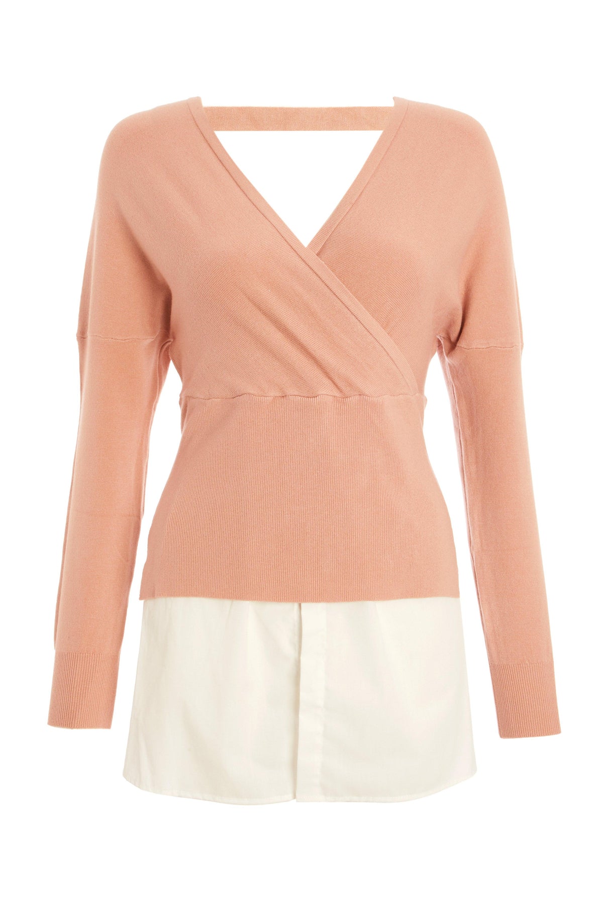 Pink Knitted Wrap Jumper — M