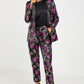 Black/Magenta Jacquard Embrodied Straight Leg Trouser
