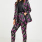 Black/Magenta Jacquard Embrodied Straight Leg Trouser