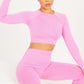 Pink Seamless Long Sleeve Crop Top — Medium