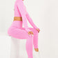 Pink Seamless Long Sleeve Crop Top — Medium