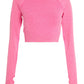 Pink Seamless Long Sleeve Crop Top — Medium
