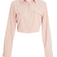 Pink Open Back Cord Crop Jacket