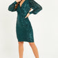 Green Sequin Wrap Midi Dress