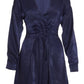 Navy Satin Long Sleeve Skater Dress