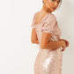 Pink Sequin Puff Sleeve Dress