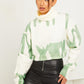 Green Spray Print Crop Jumper