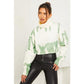 Green Spray Print Crop Jumper