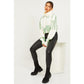 Green Spray Print Crop Jumper