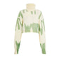 Green Spray Print Crop Jumper