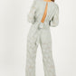 Sage Jacquard Wrap Palazzo Jumpsuit