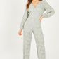 Sage Jacquard Wrap Palazzo Jumpsuit