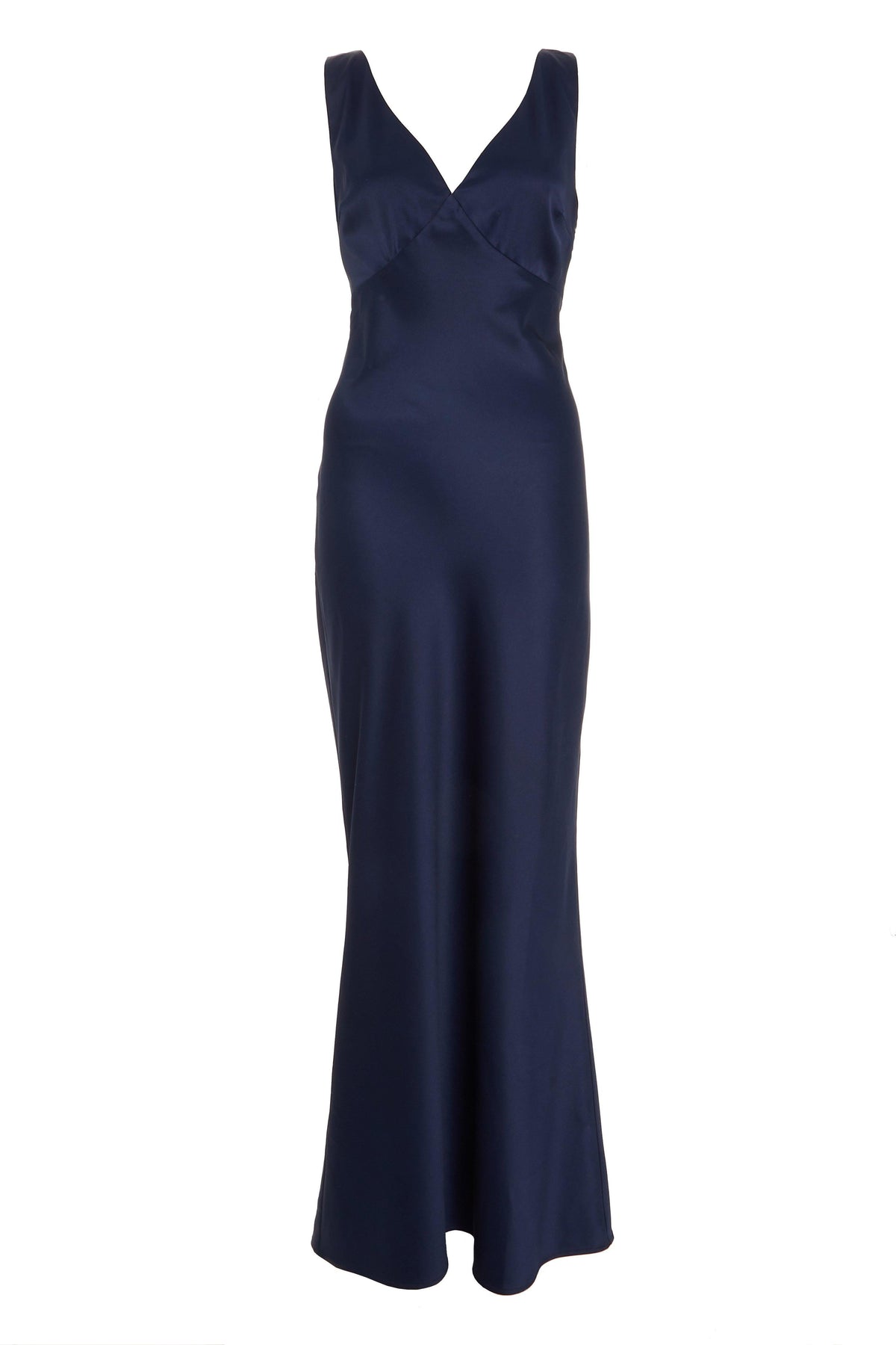 Navy Satin Slip Maxi Dress — 10
