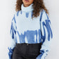 Blue Spray Print Crop Jumper