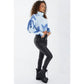 Blue Spray Print Crop Jumper