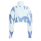 Blue Spray Print Crop Jumper