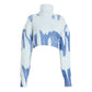 Blue Spray Print Crop Jumper