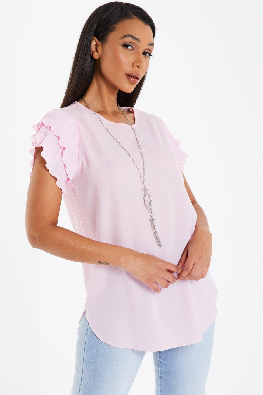 Pink Frill Sleeve Top