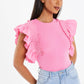 Pink Ribbed Frill Sleeve Bodysuit