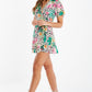 Multicoloured Tropical Print Mini Skater Dress
