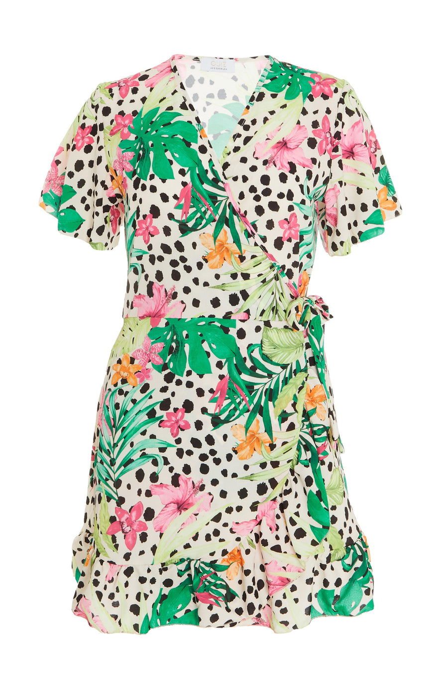 Multicoloured Tropical Print Mini Skater Dress