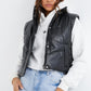 Black Short Faux Leather Gilet