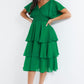 Green Chiffon Tiered Midi Dress