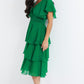 Green Chiffon Tiered Midi Dress