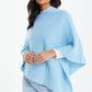 Light Blue Ribbed Poncho