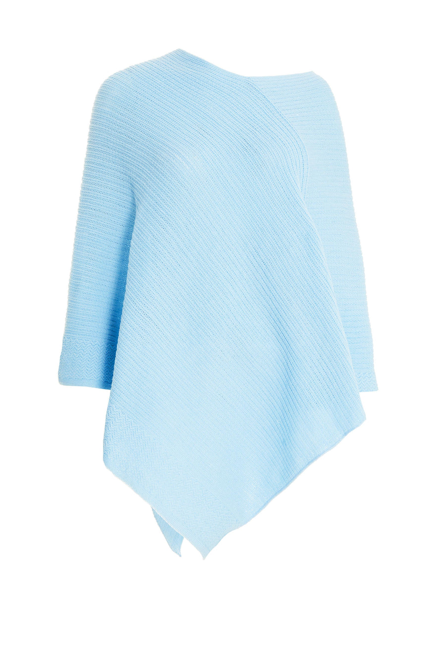 Light Blue Ribbed Poncho