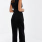 Black Velvet Wrap Palazzo Jumpsuit
