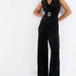 Black Velvet Wrap Palazzo Jumpsuit