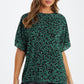 Black Green Animal Print Boxy Top — Green / 10
