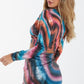 Multicoloured Sequin Marble Knot Crop Top