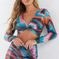 Multicoloured Sequin Marble Knot Crop Top