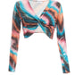 Multicoloured Sequin Marble Knot Crop Top