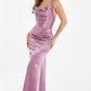 Pink Satin Cross Back Maxi Dress â€” 8