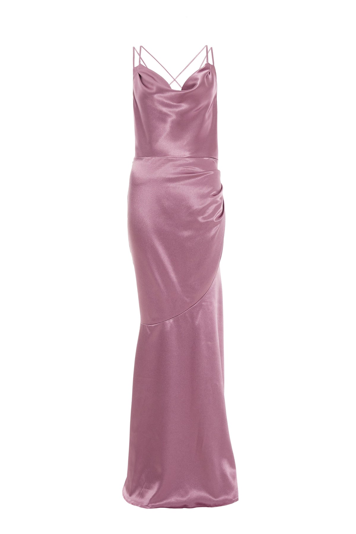 Pink Satin Cross Back Maxi Dress â€” 8